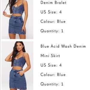Denim skirt and denim wrap top acid wash color